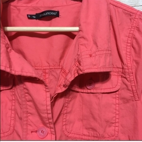 Maurices Lightweight 3/4 sleeve Coral buttoned Jacket plus size 14 - Picture 3 of 6